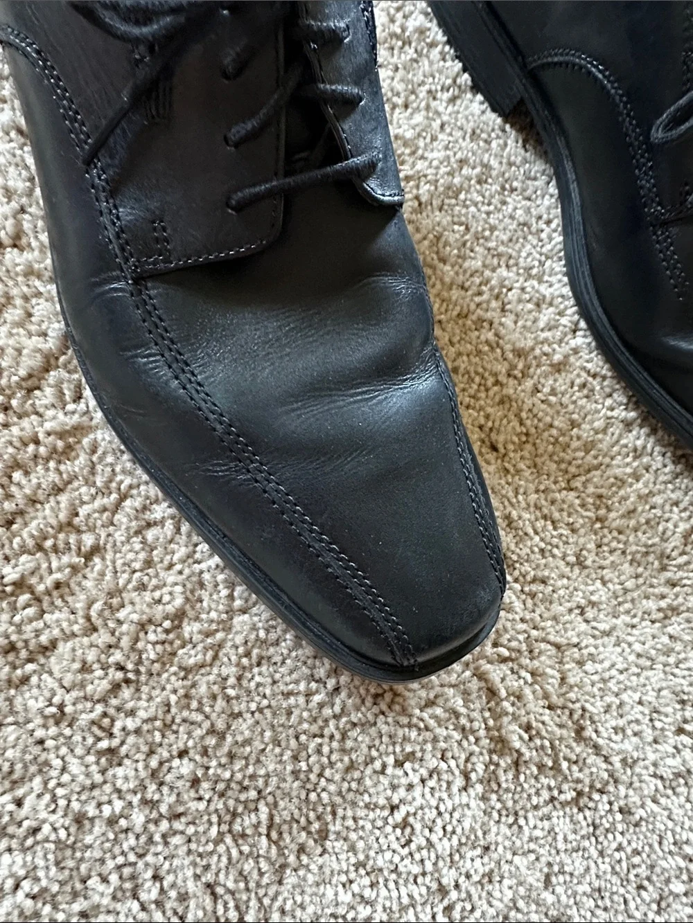 Clarks Black Leather Lace-Up Derby Shoes